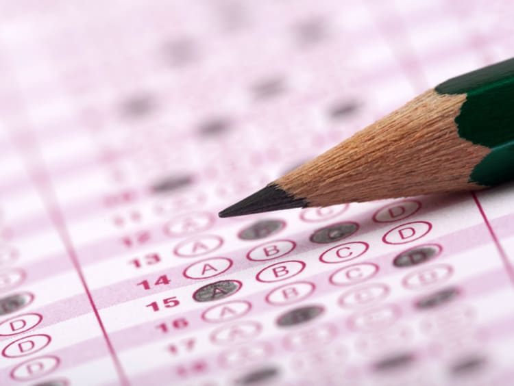 Optical form of an examination with pencil - stock photo