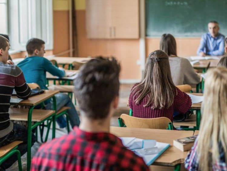 students listening in class