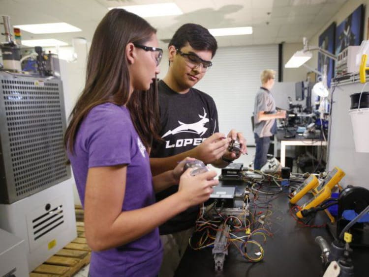 GCU engineering students working on a project