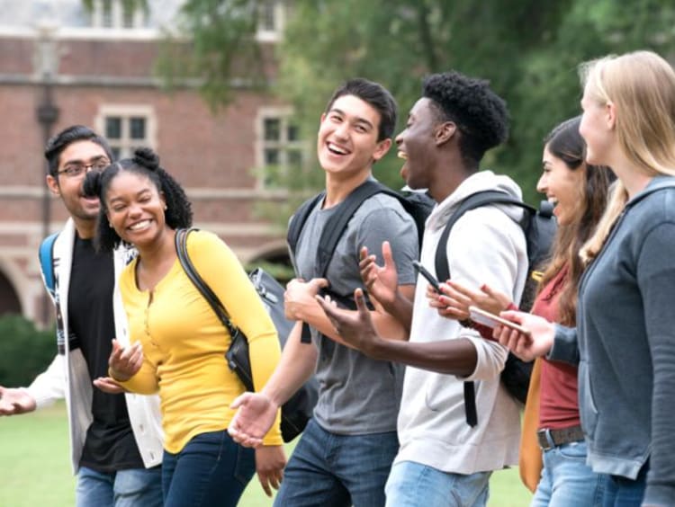 Students on campus at the end of the year