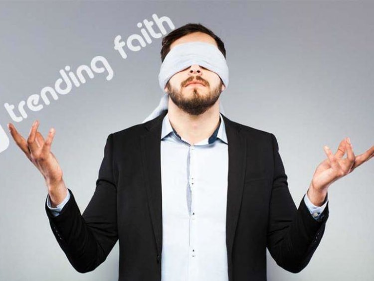 man blindfolded