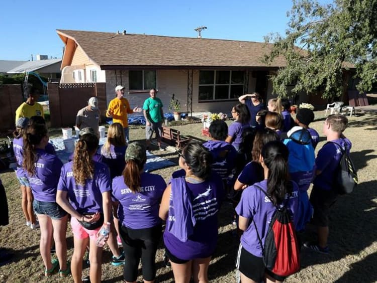 students at a community outreach event