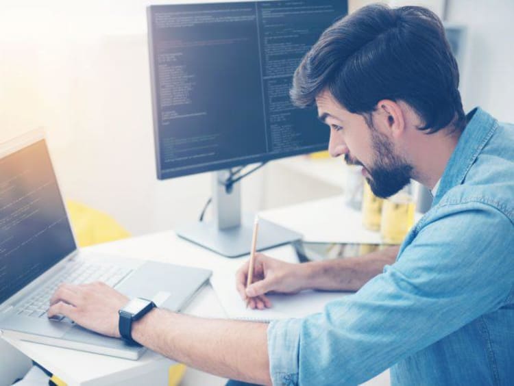 person working on a computer