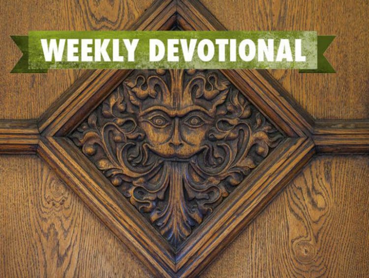 Weekly Devotional: Wooden tile with a face engraved