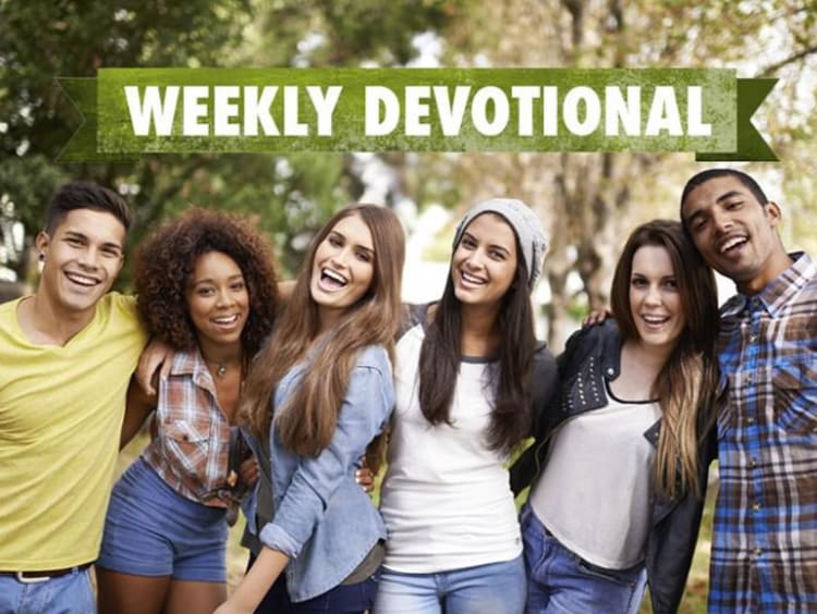 A group of people under the Weekly Devotional banner