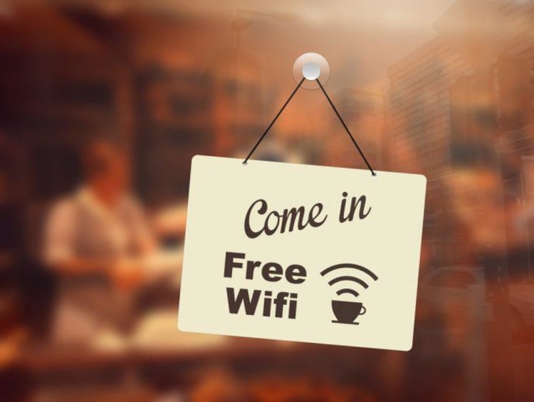 free wifi sign on door