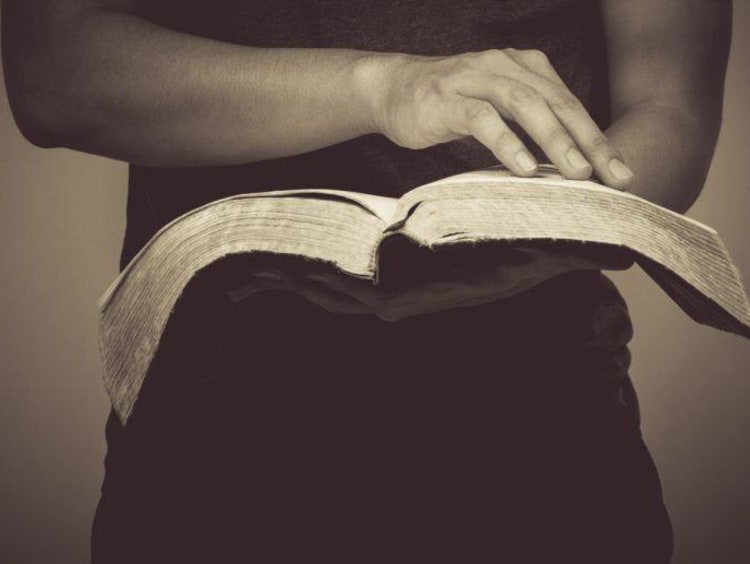 person holding bible