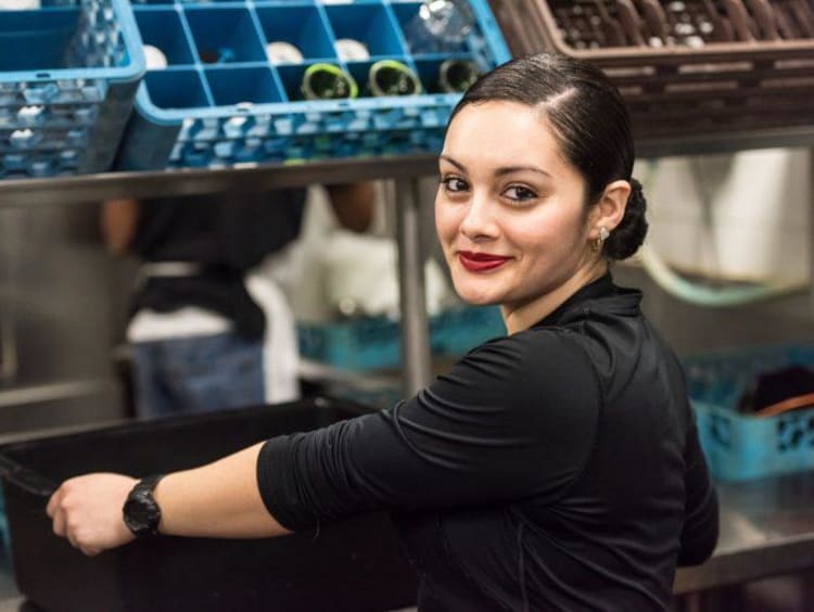 A woman working