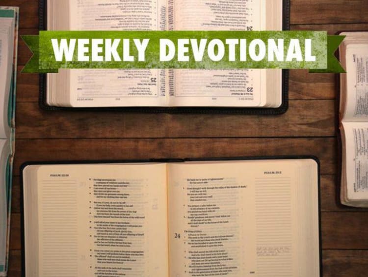 open bibles with weekly devotional banner