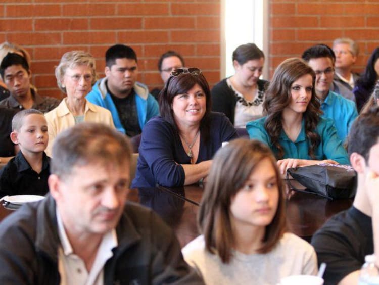 A classroom full of college students