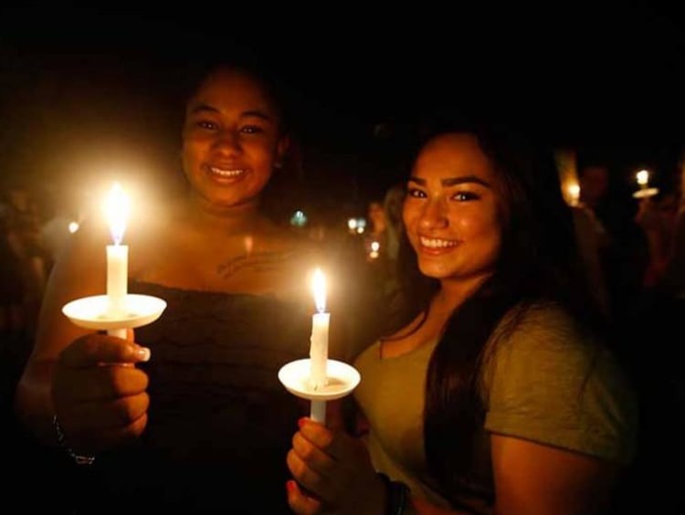 Students at a candle light vigil