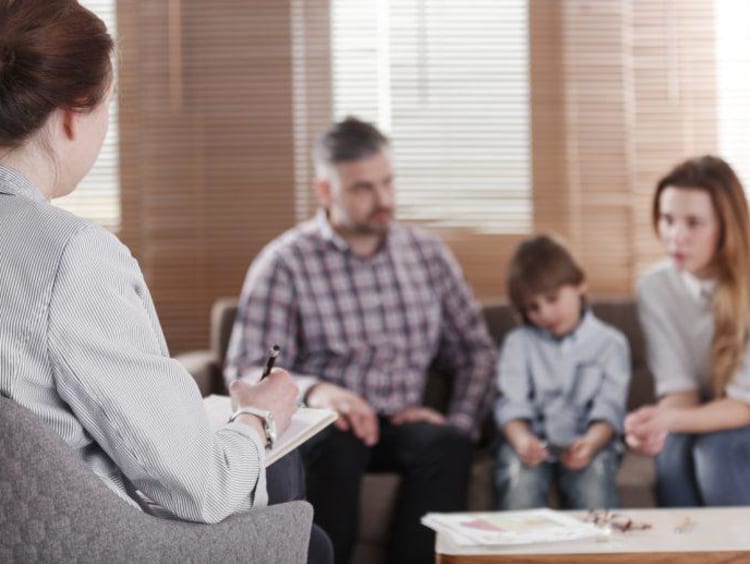 Family meets with a family dynamics counselor