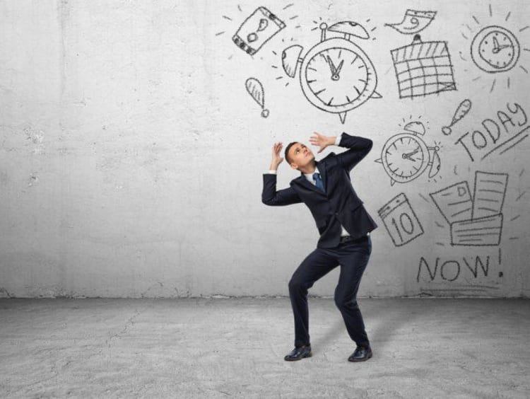 A man overwhelmed by obligations