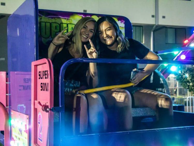 two girls playing a game