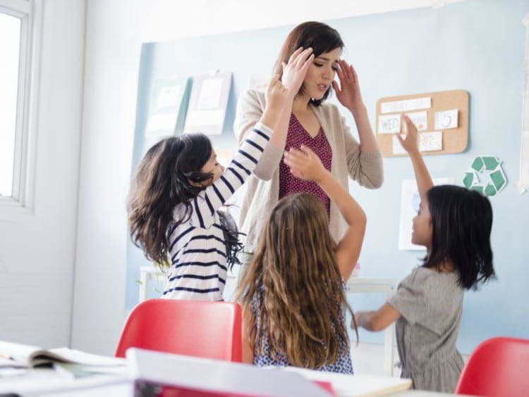 Teacher becoming overwhelmed by students