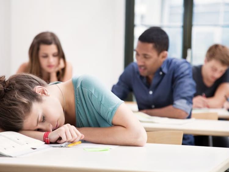 Student sleeping in class