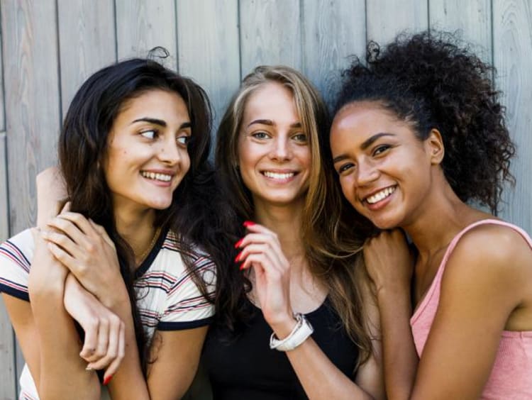 Friends hugging for a picture