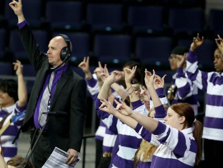 Coach Paul Koch at basketball game