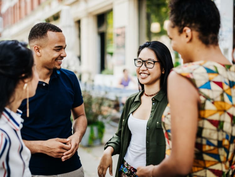 group of bilingual travelers in a foreign country
