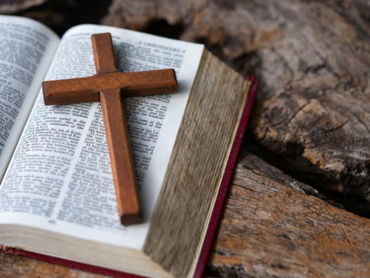 Holy cross on the Bible