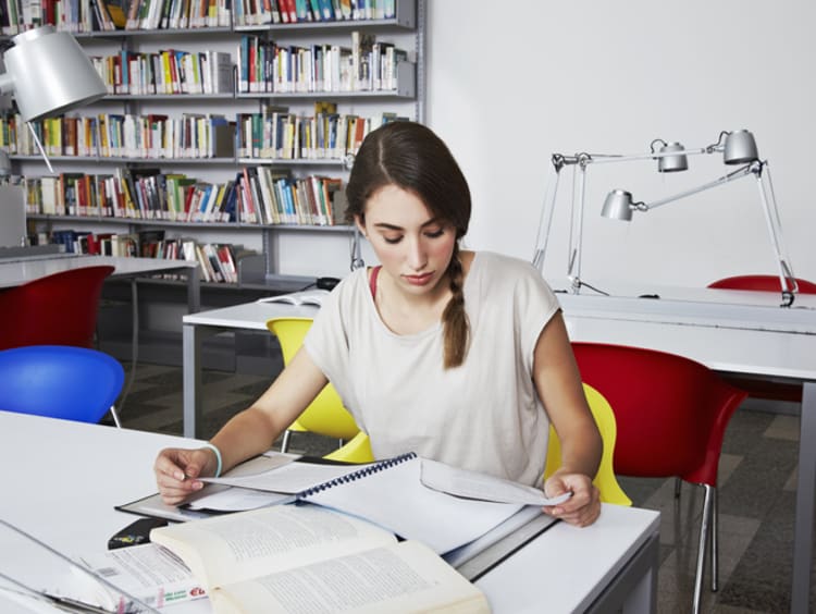 Female studying for finals