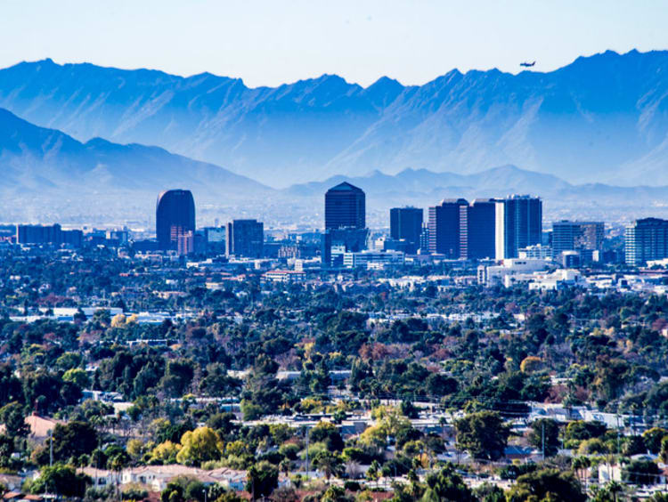 Phoenix skyline with mountains in the background