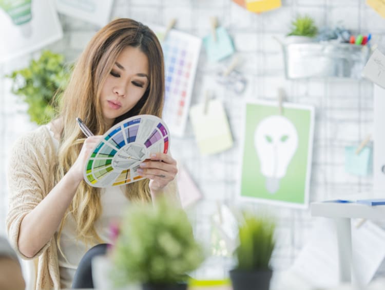 Graphic designer choosing colors