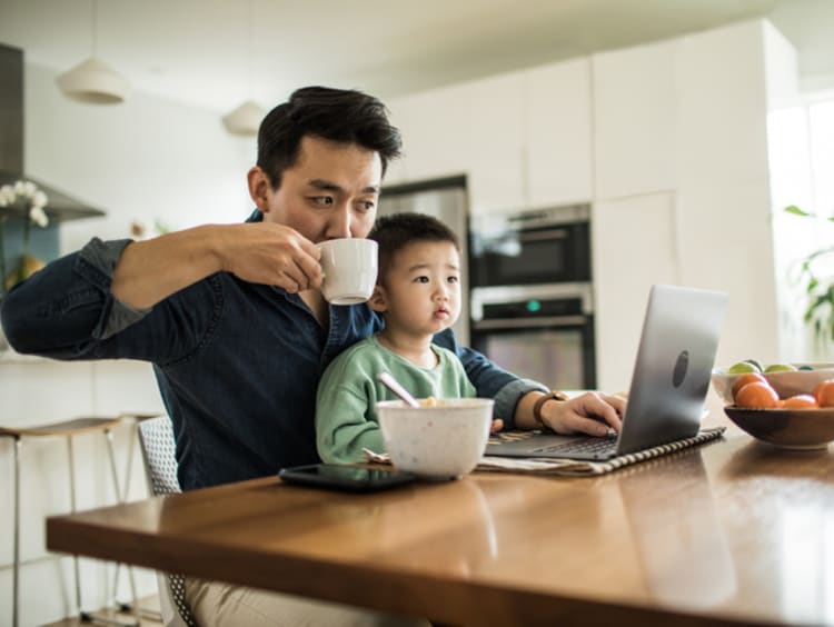 Man spends time with his son