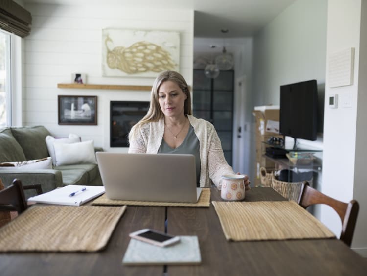 Woman working on laptop