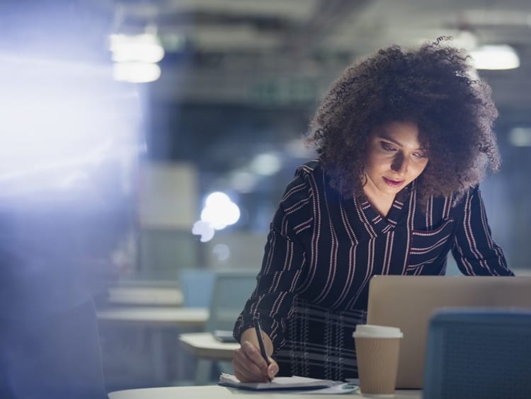 Woman working on laptop