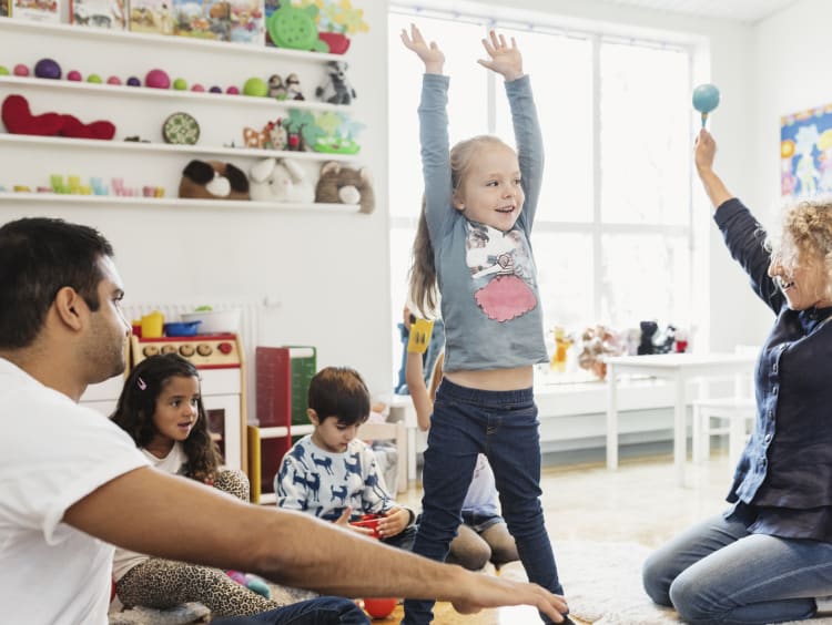 Students dancing and playing