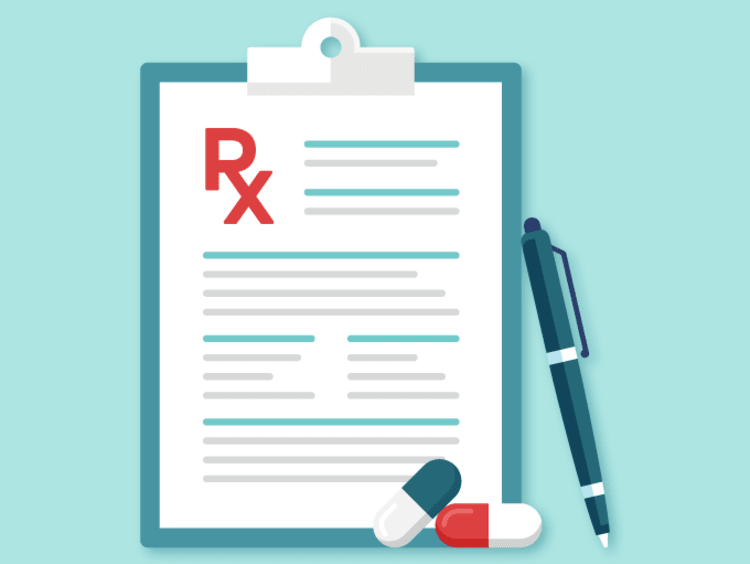 RX prescription featured on clipboard