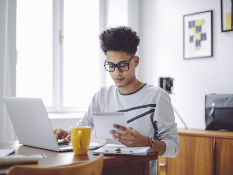 Man working on budget