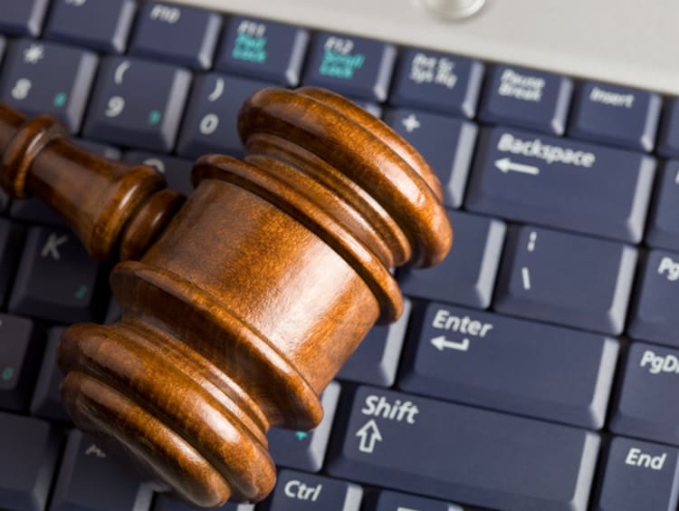 Gavel on keyboard