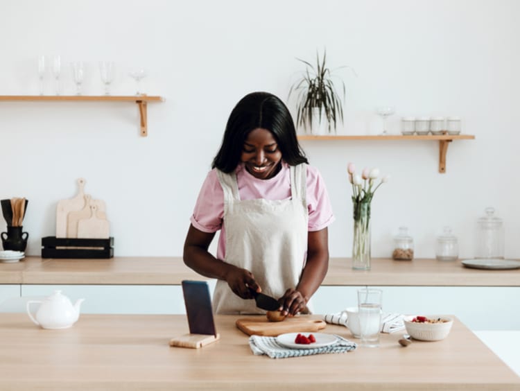 college student preparing a meal