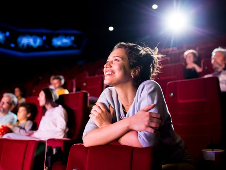 woman watching a film