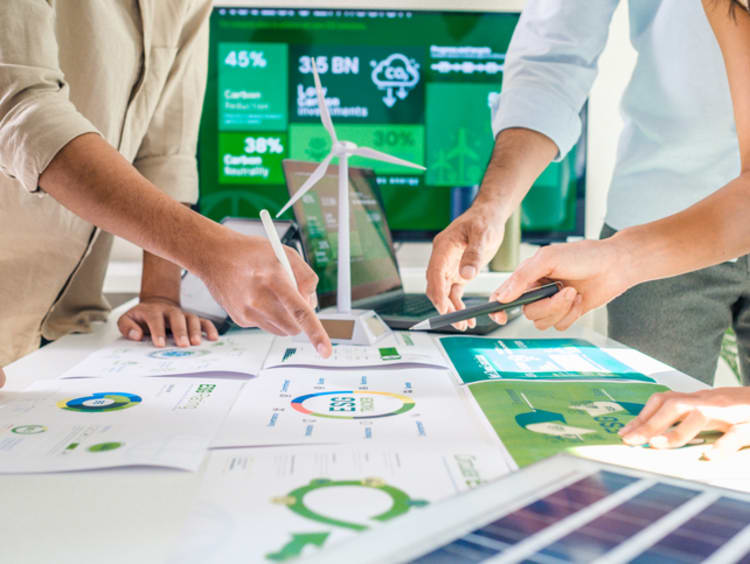 People working around a table