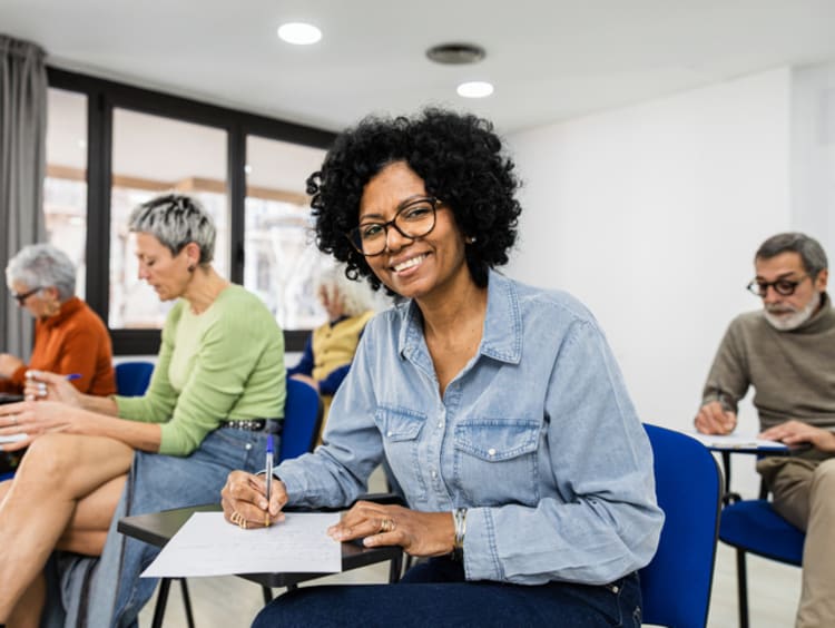 Adults taking a certification test