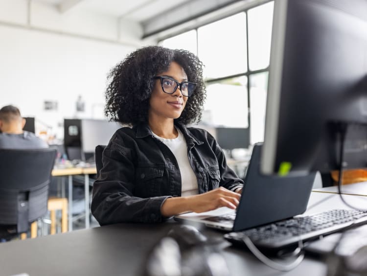 Woman working on computer