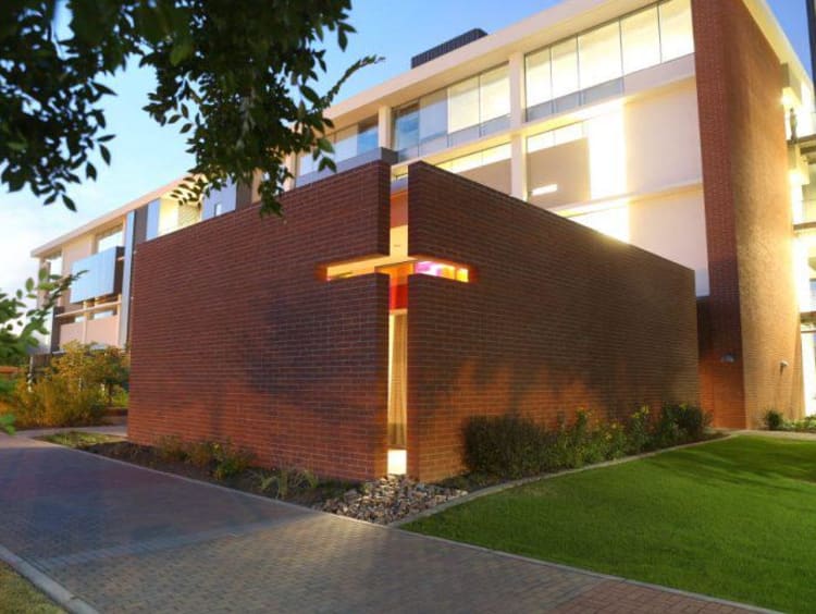 GCU building with a cross on it