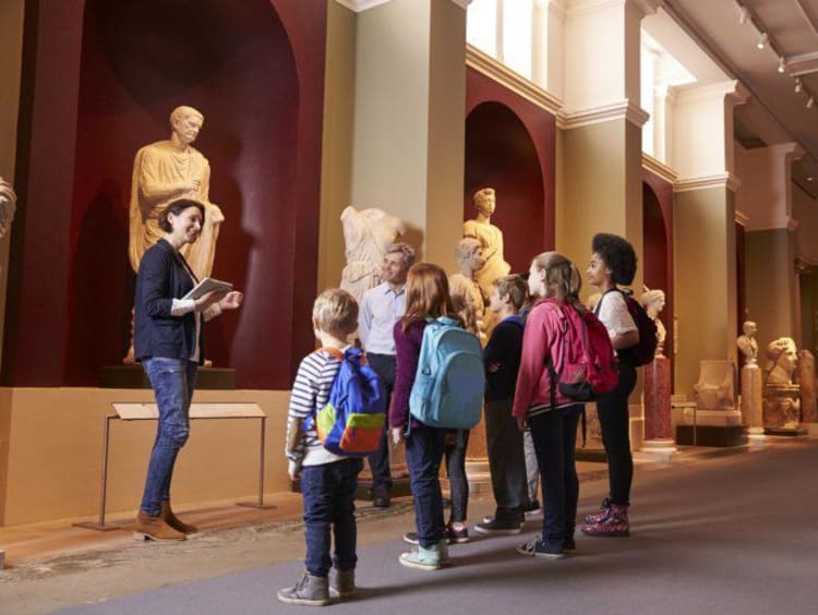 group of kids in a museum