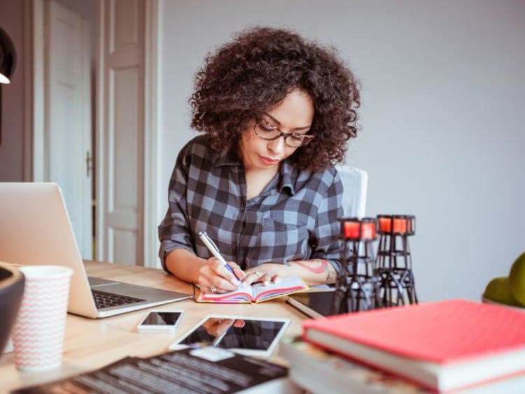 Woman working at her desk