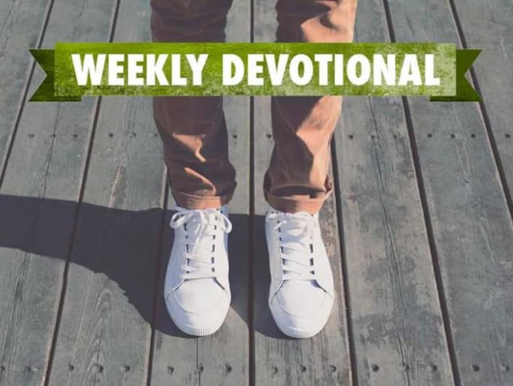 A pair of shoes under the Weekly Devotional banner