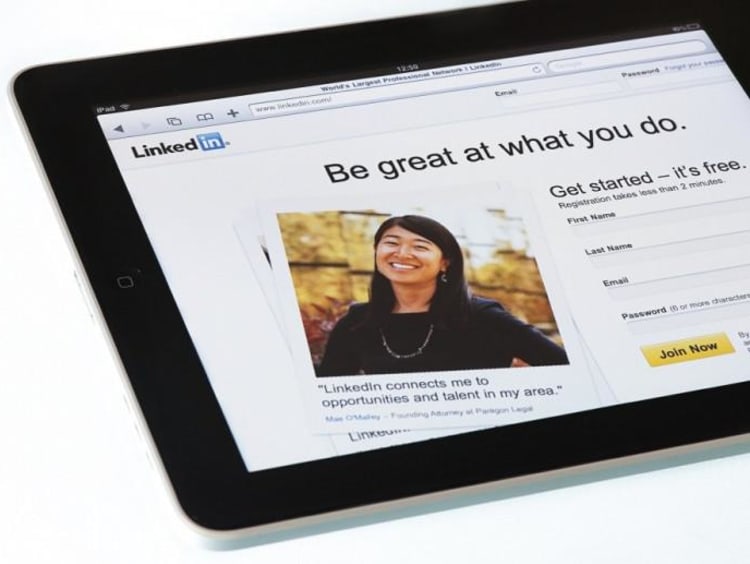 LinkedIn on a tablet