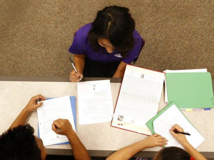 student doing homework