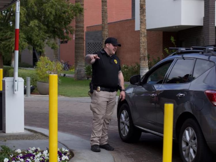 public safety officer directing traffic