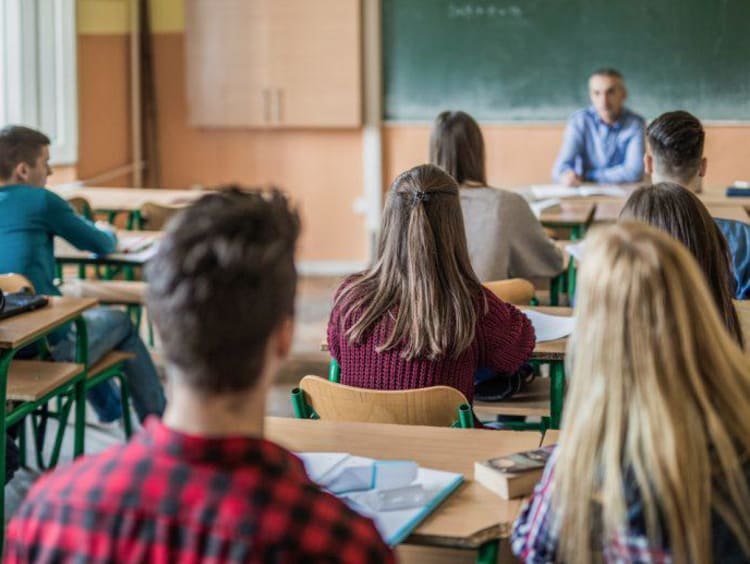 students listening in class