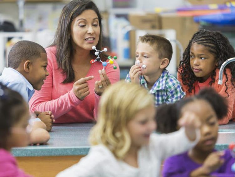 teacher teaching kids in a class