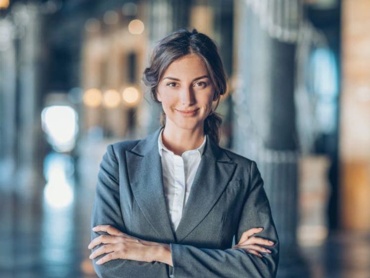 a legal advocate standing proudly in a city