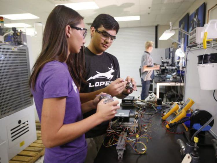 GCU engineering students working on a project